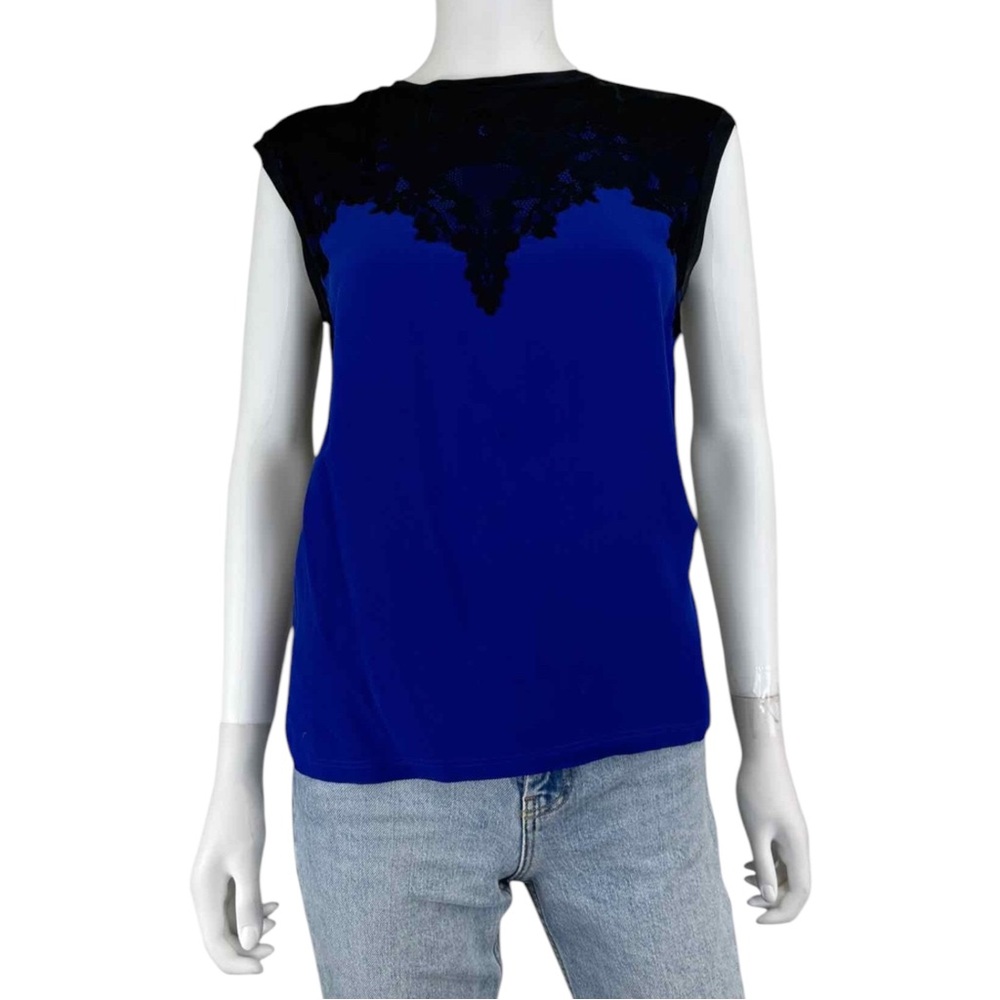 Maje Blue 100% Silk Blouse Size S A0051